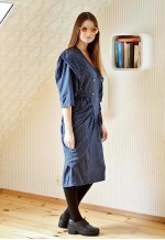 Navy dot puff vintage dress