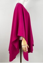 Vintage Pink Cape Coat, Fuchsia Cashmere and Wool poncho cap